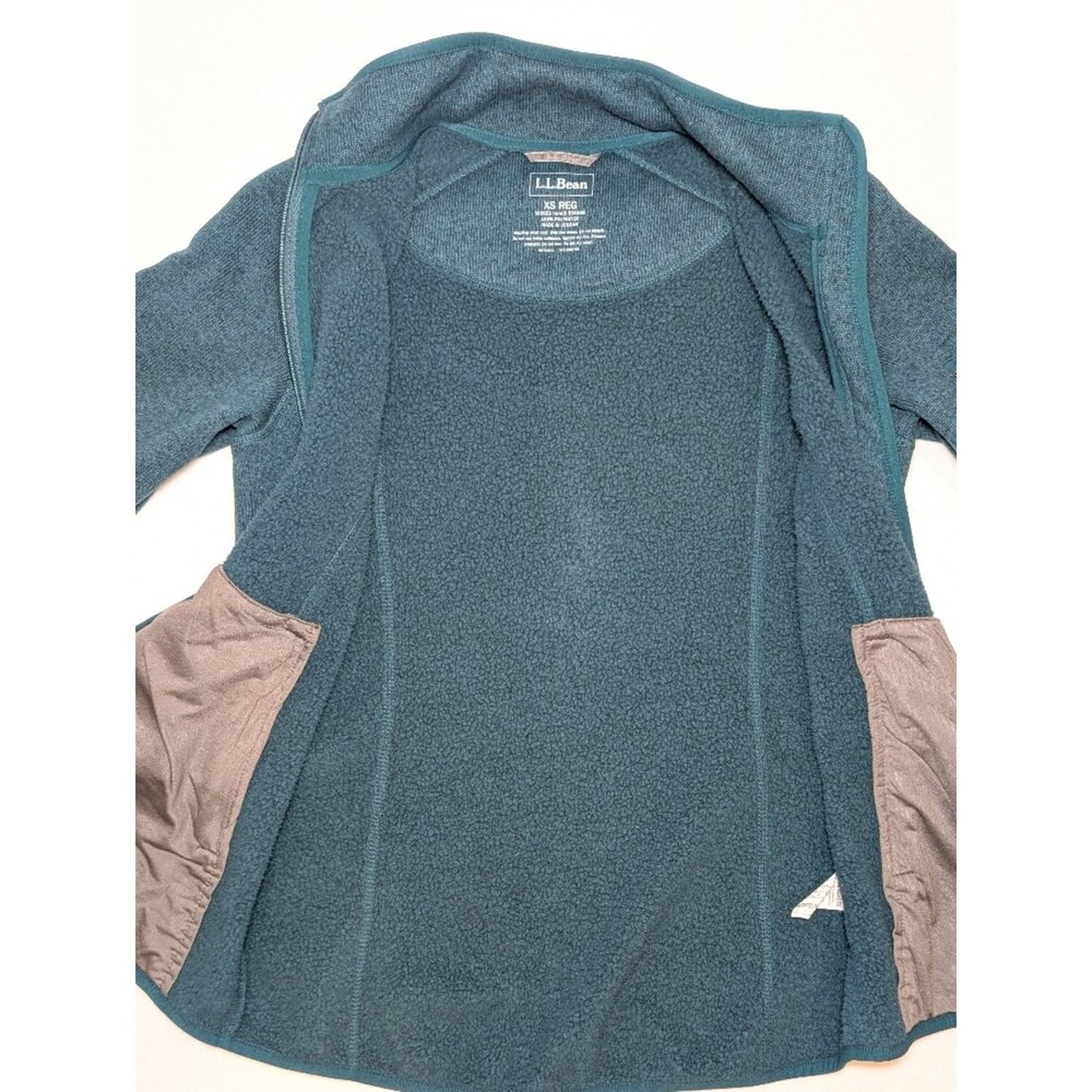 L.L.Bean Sweater Fleece Full-Zip Jacket In Green - Picture 10 of 11